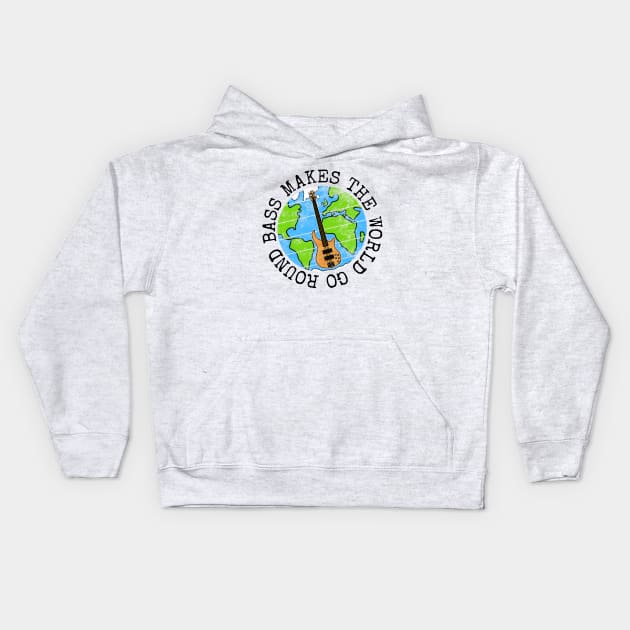 Bass Guitar Makes The World Go Round, Bassist Earth Day Kids Hoodie by doodlerob